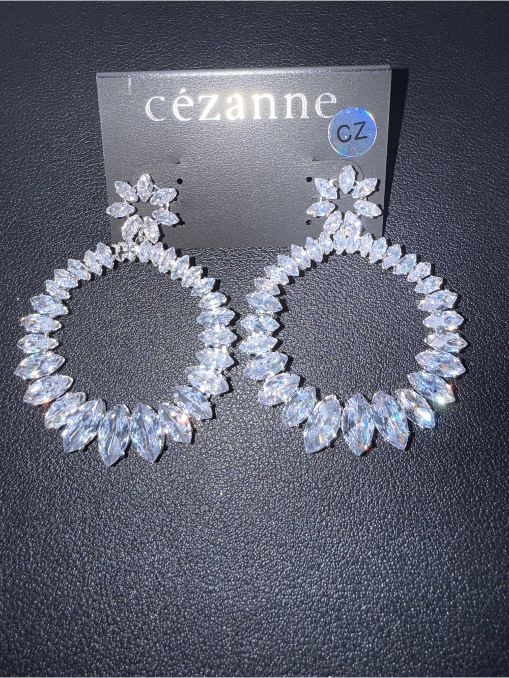 cezanne Clear Crystal Marquise Hoop Drop Earrings